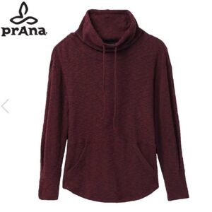 prAna Cozy Cowl Neck Hoodie Sweater • Wine Red • XL